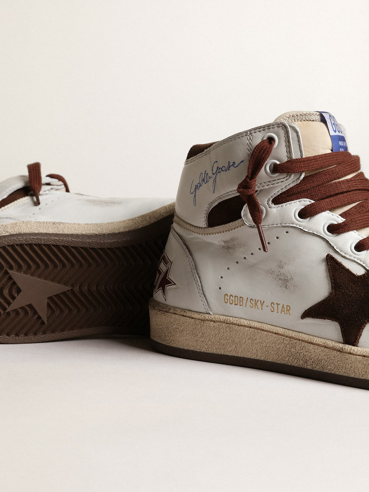 Golden Goose Sky-star High-top Sneaker Sneakers - Brown Unisex Streetwear Limited Edition