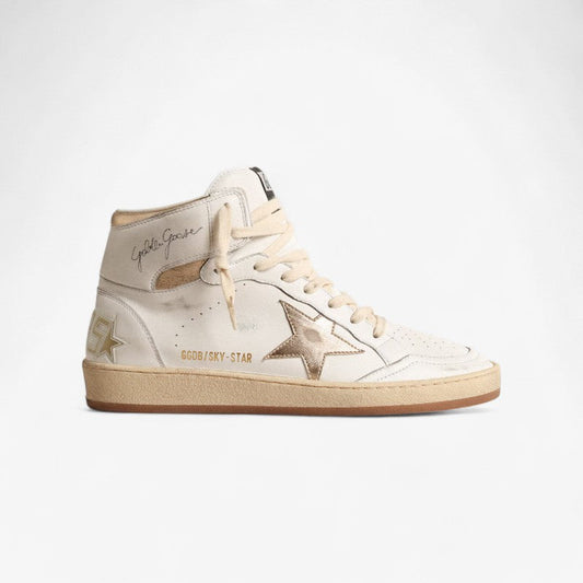 Golden Goose Sky-star c And Gold Sneakers - White Unisex Streetwear Limited Edition