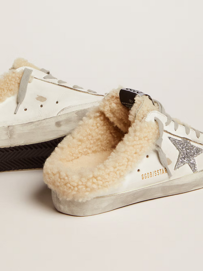 Golden Goose Slide-in Superstar Mule With Shearling - White Unisex Streetwear Limited Edition