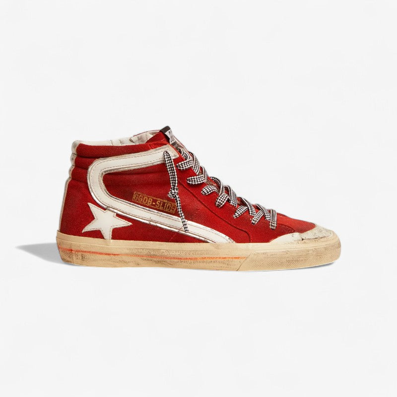 Golden Goose Slide High-top Canvas Sneaker - Red Unisex Streetwear Limited Edition