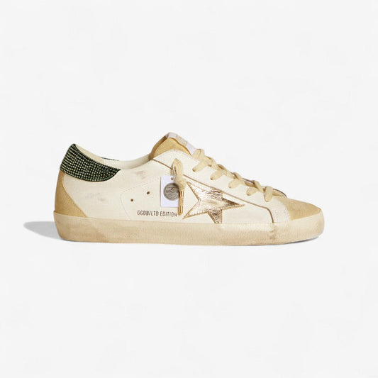 Golden Goose Super-star Ltd Edition c Gold Star With Swarovski Heel - Green Unisex Streetwear Limited Edition