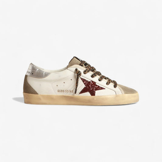 Golden Goose Super-star Glitter & Leopard Sneaker - Red Unisex Streetwear Limited Edition