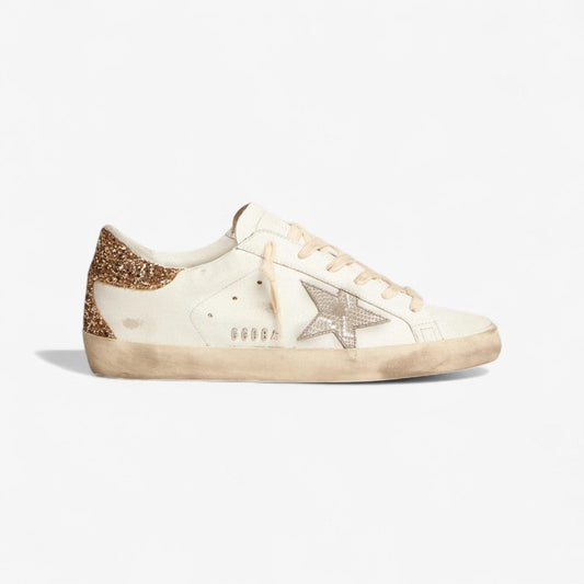 Golden Goose Super-star Rose Glitter Heel Sneaker - White Unisex Streetwear Limited Edition