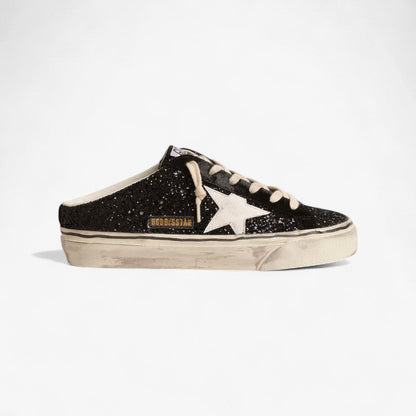 Golden Goose Super-star Slide Mule In Glitter Sneakers - Black Unisex Streetwear Limited Edition
