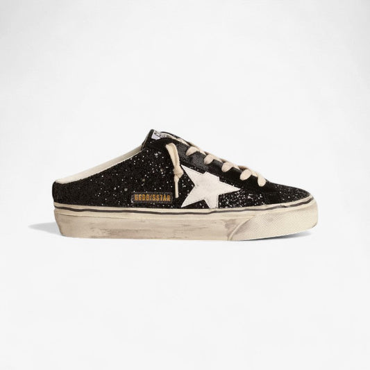 Golden Goose Super-star Slide Mule In Glitter Sneakers - Black Unisex Streetwear Limited Edition