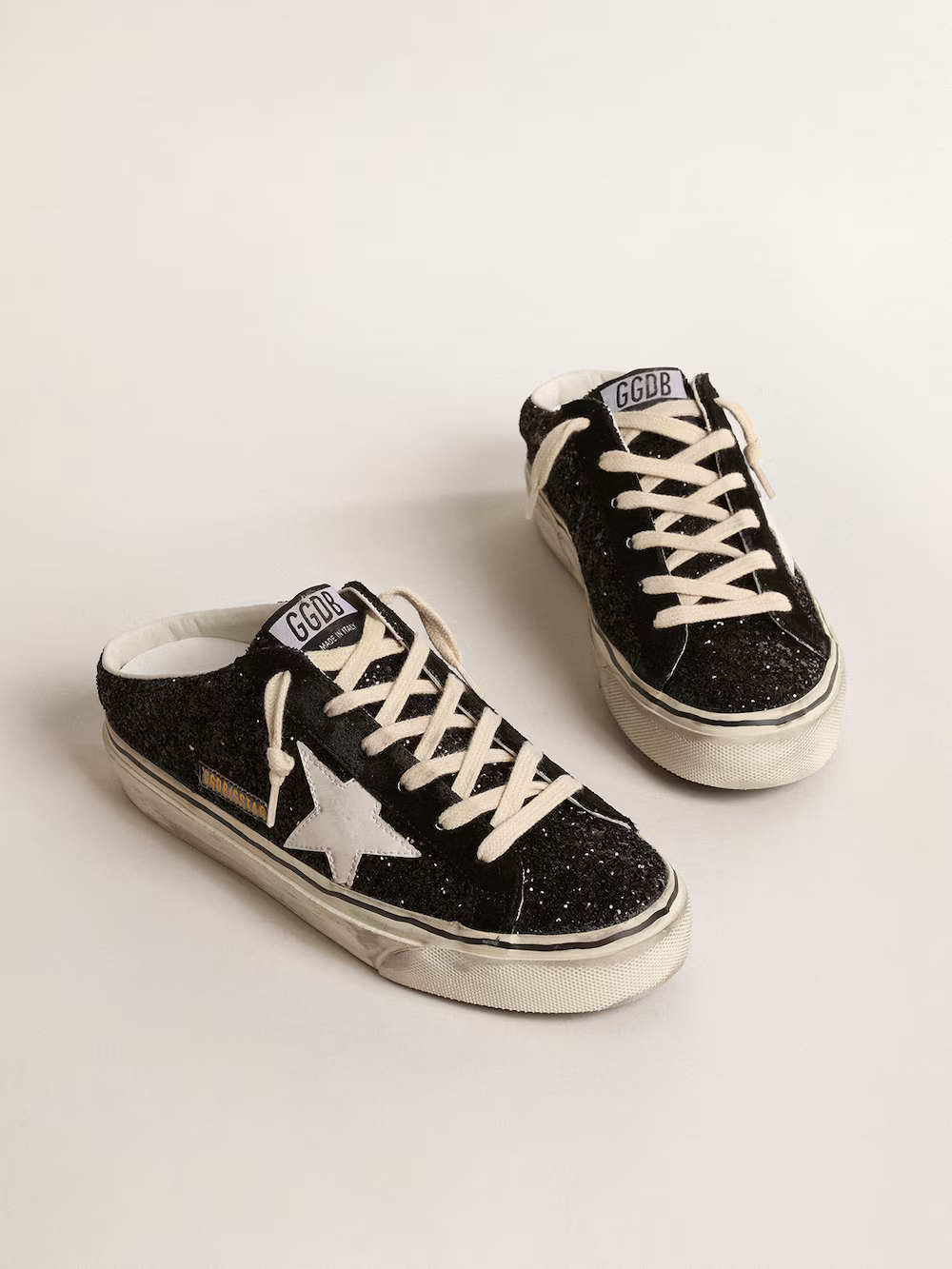 Golden Goose Super-star Slide Mule In Glitter Sneakers - Black Unisex Streetwear Limited Edition