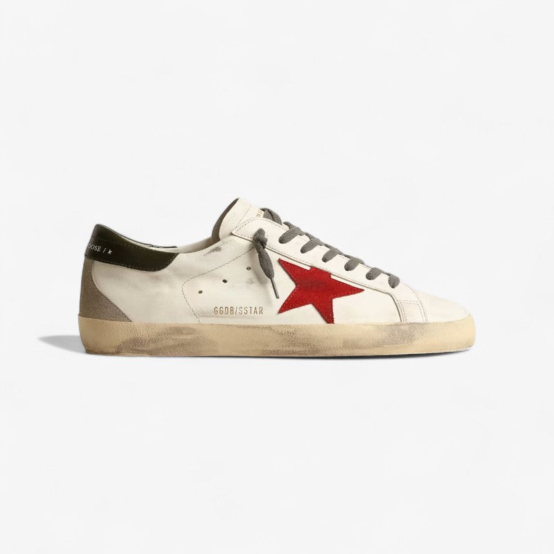 Golden Goose Super-star & Red Sneaker - White Unisex Streetwear Limited Edition