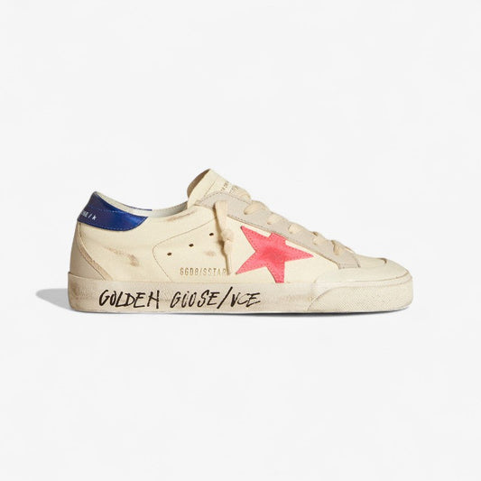 Golden Goose Super-star c Ivory With Fuchsia Star - Blue Unisex Streetwear Limited Edition