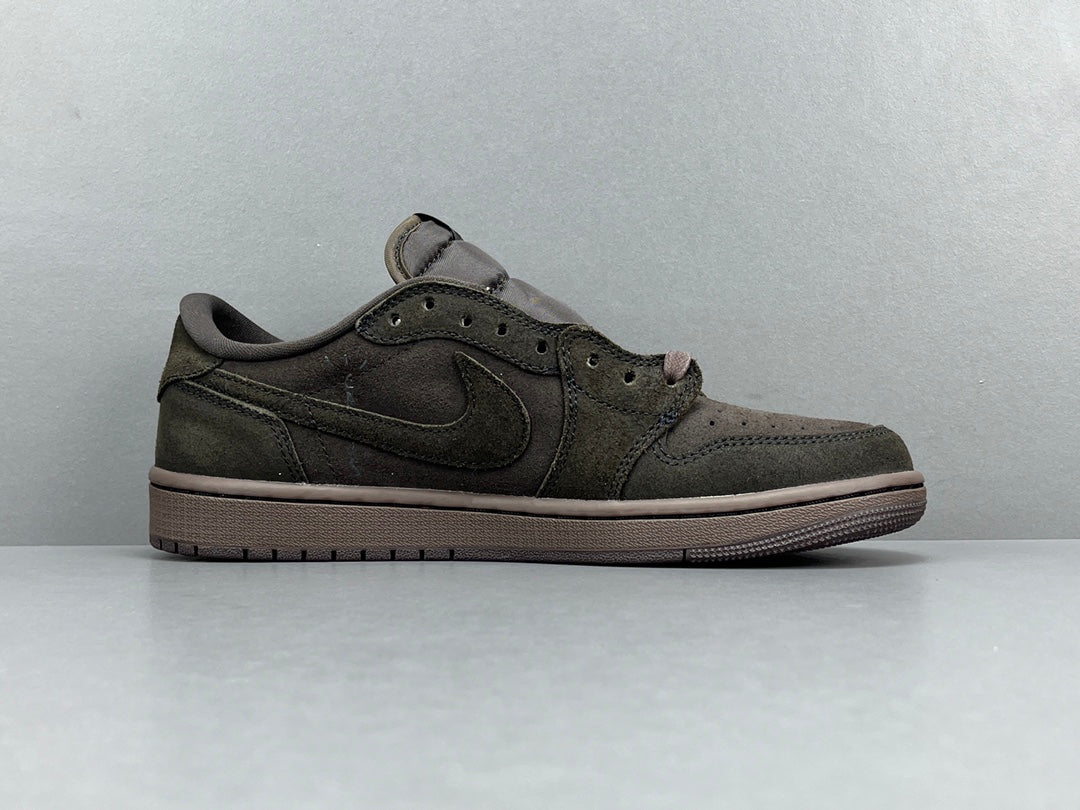 JORDAN 1 Retro Low Og Sp - Travis Scott Velvet - Brown Unisex Streetwear Limited Edition - The JORDAN 1 RETRO LOW OG SP x TRAVIS SCOTT VELVET BROWN - REPLICA combines