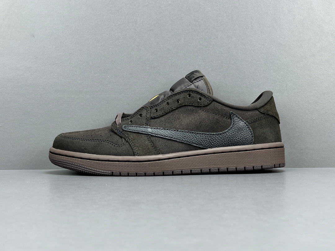 JORDAN 1 Retro Low Og Sp - Travis Scott Velvet - Brown Unisex Streetwear Limited Edition - The JORDAN 1 RETRO LOW OG SP x TRAVIS SCOTT VELVET BROWN - REPLICA combines