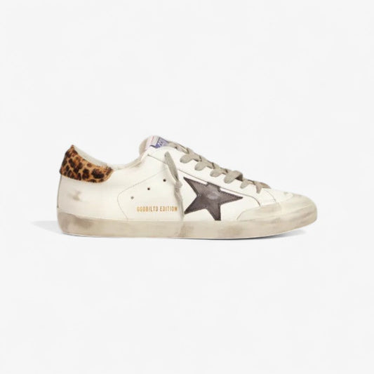 Men s Lab Limited Edition Super-star Sneakers With Double Tongue And Leopard-print Heel Tab - Black Unisex Streetwear Limited Edition