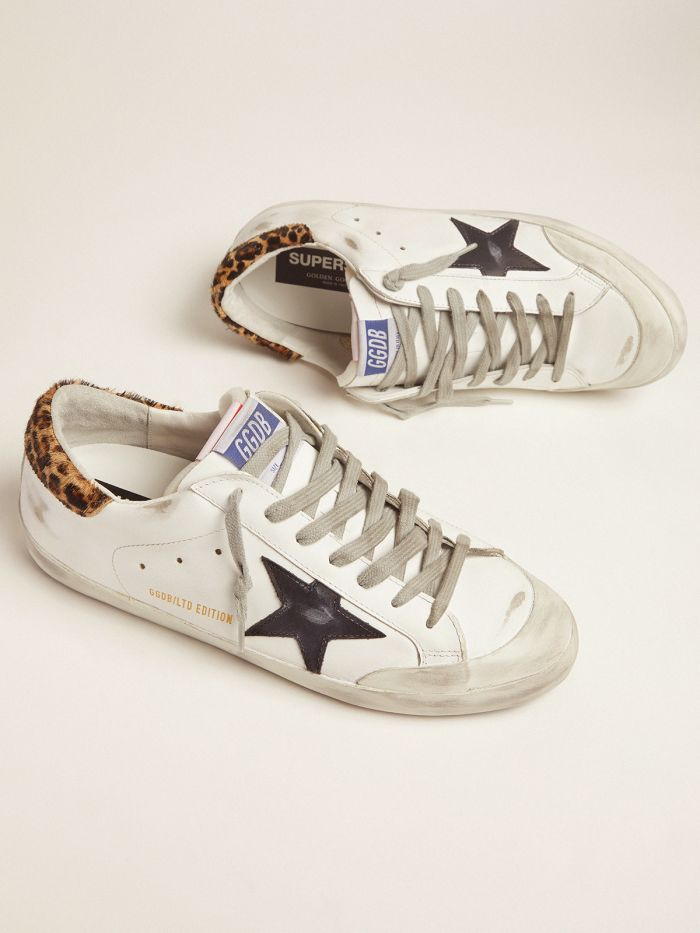 Men s Lab Limited Edition Super-star Sneakers With Double Tongue And Leopard-print Heel Tab - Black Unisex Streetwear Limited Edition
