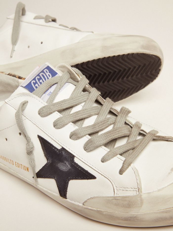 Men s Lab Limited Edition Super-star Sneakers With Double Tongue And Leopard-print Heel Tab - Black Unisex Streetwear Limited Edition