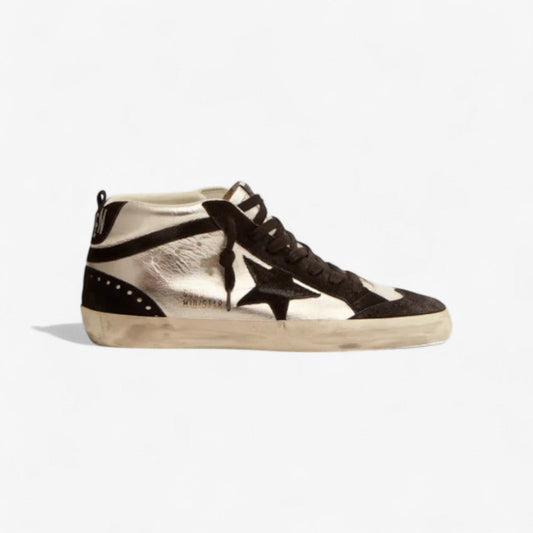 Mid Star Ltd Sneakers In Silver Laminated Leather And Suede - Black Unisex Streetwear Limited Edition