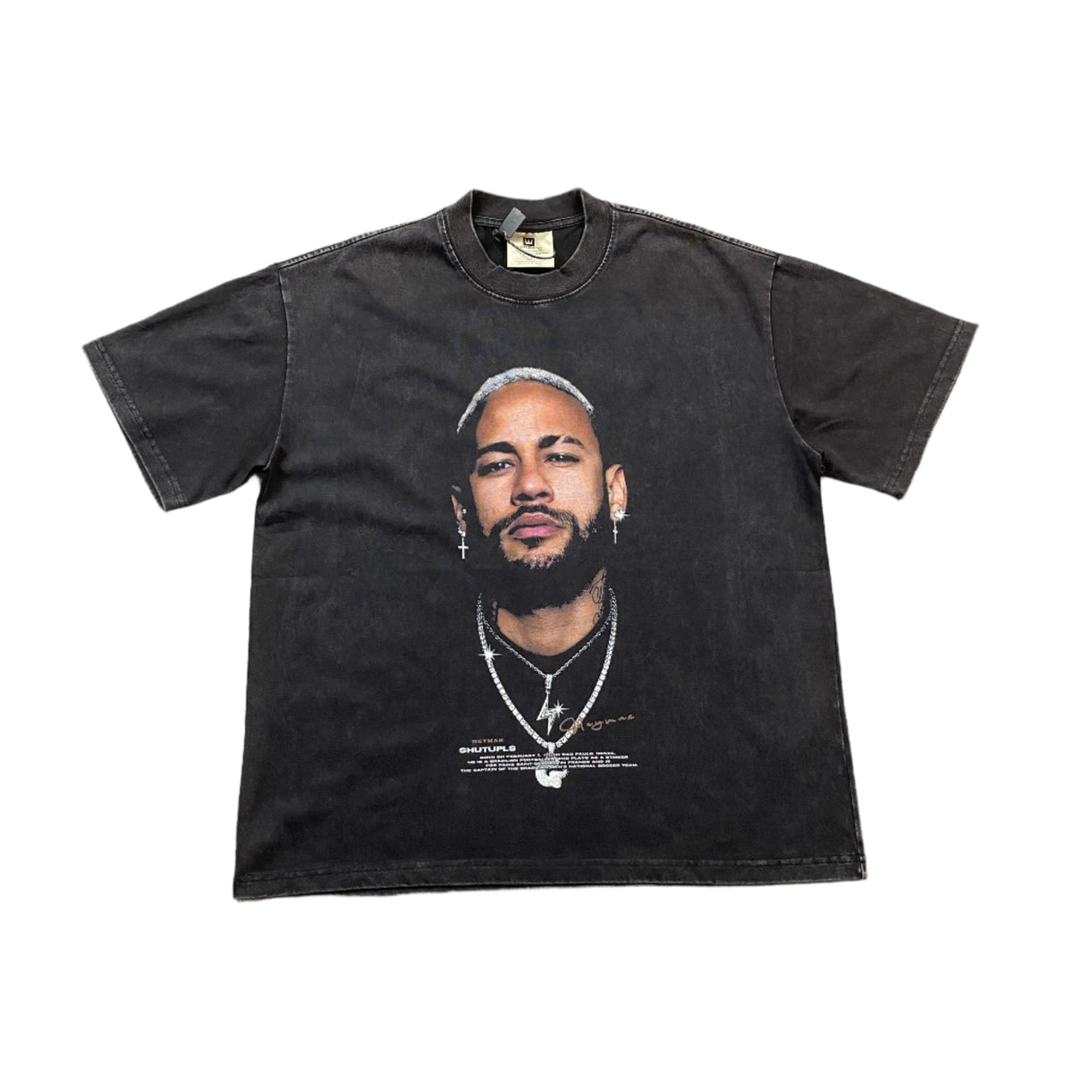 NEYMAR Vintage Graphic Tee Dark T-Shirt - Grey Unisex Streetwear Limited Edition - The NEYMAR VINTAGE GRAPHIC TEE DARK GREY - REPLICA is the perfect fusion of football