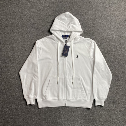 POLO Ralph Lauren Zip-up Hoodie - White Unisex Streetwear Limited Edition - The POLO RALPH LAUREN ZIP-UP HOODIE WHITE - REPLICA blends classic sophistication with casual comfort