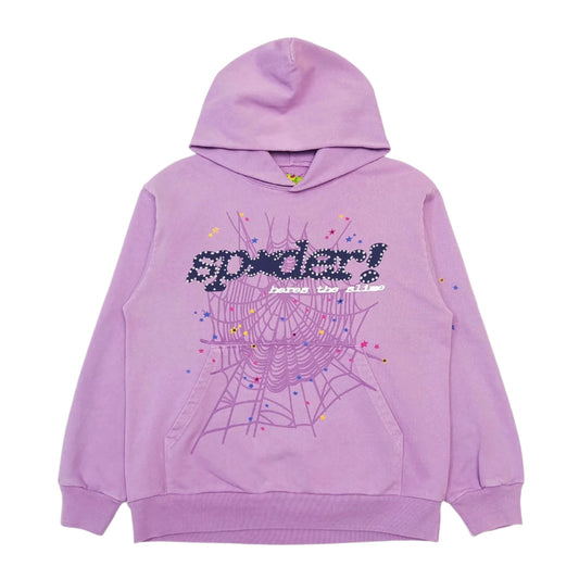 SP5DER Acai Hoodie - Purple Unisex Streetwear Limited Edition - The SP5DER ACAI HOODIE PURPLE - REPLICA is a bold statement piece that brings vibrant