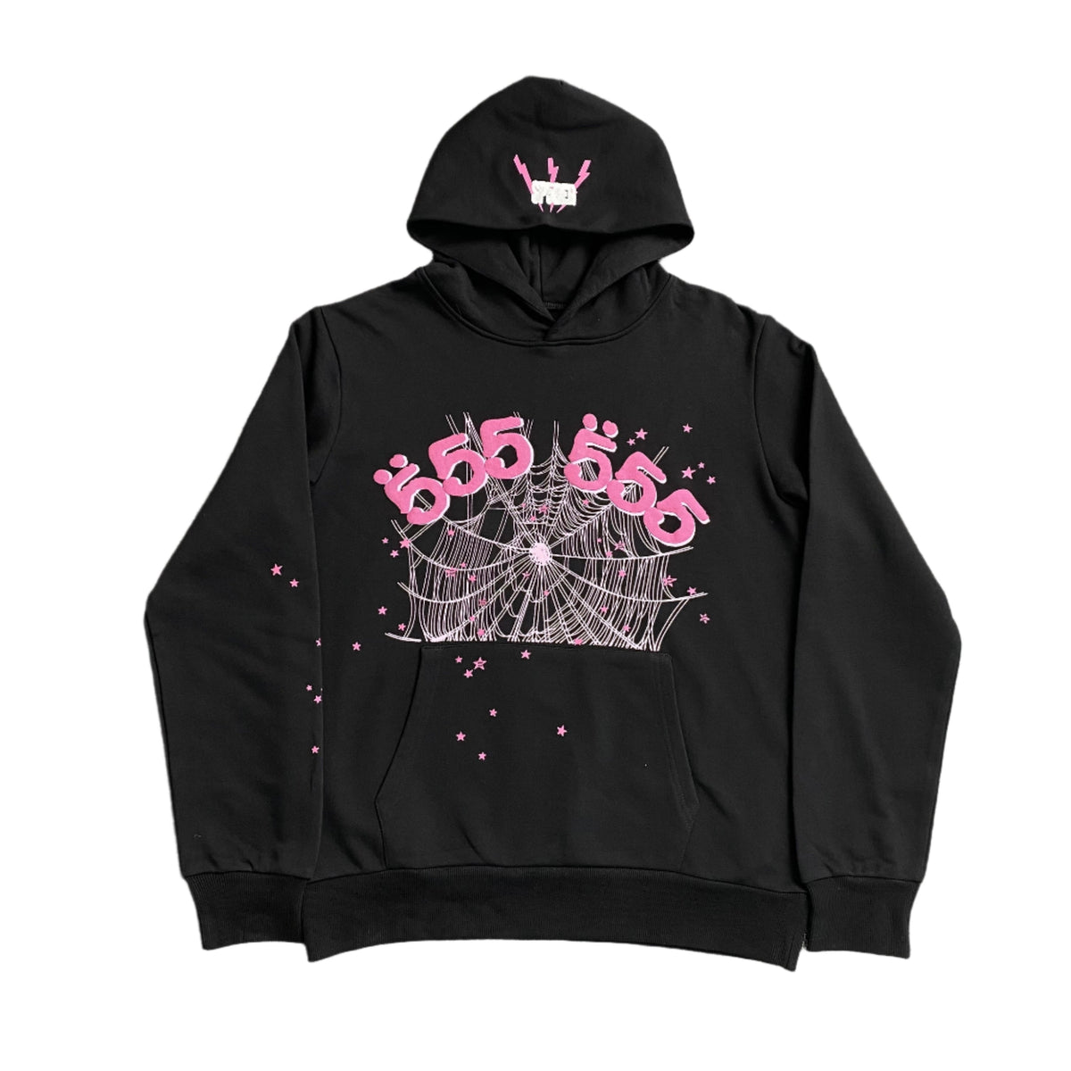 SP5DER Angel Number Hoodie - Black Unisex Streetwear Limited Edition - The SP5DER ANGEL NUMBER HOODIE BLACK - REPLICA merges bold streetwear aesthetics with a mystical