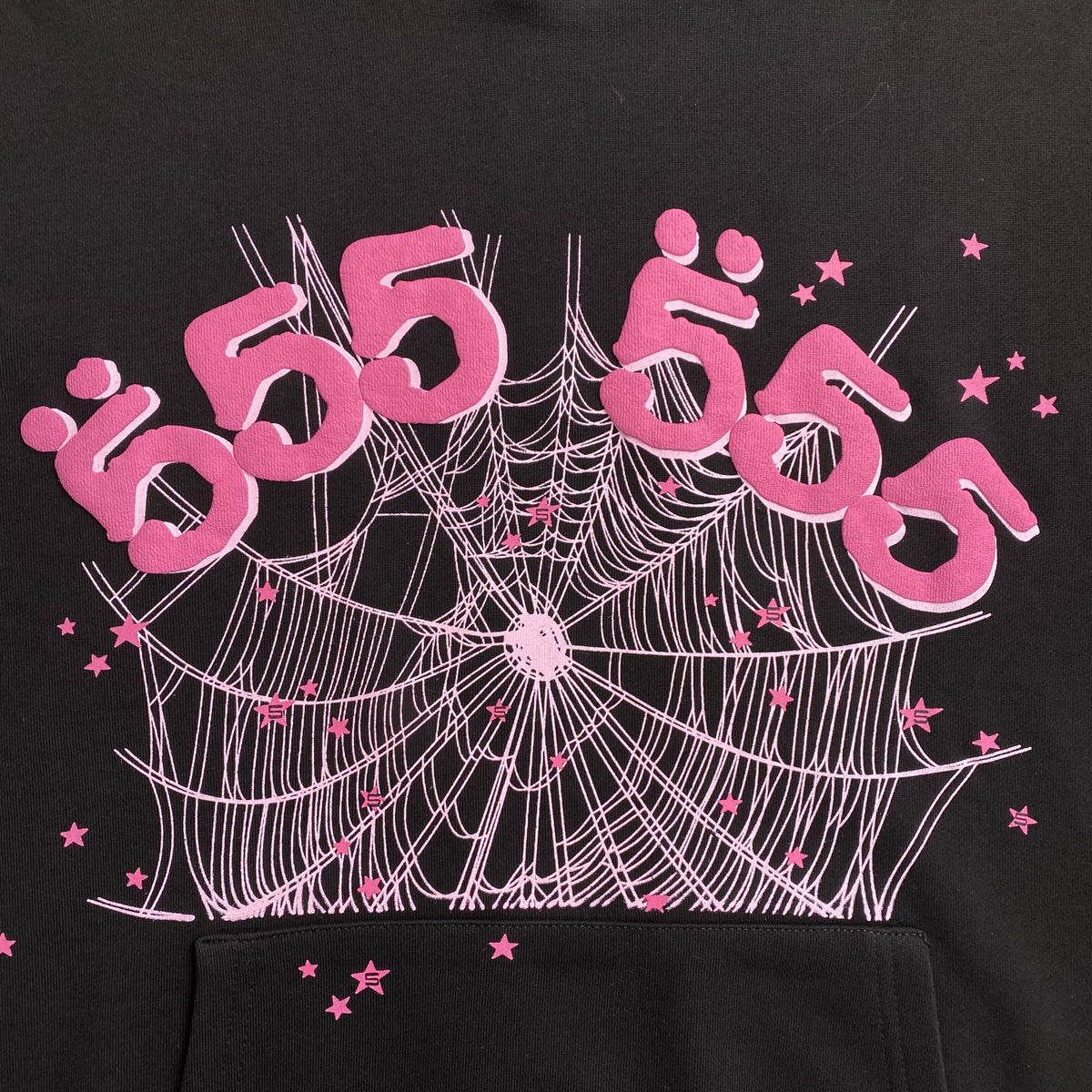 SP5DER ANGEL NUMBER HOODIE BLACK - close up - replica sneakers