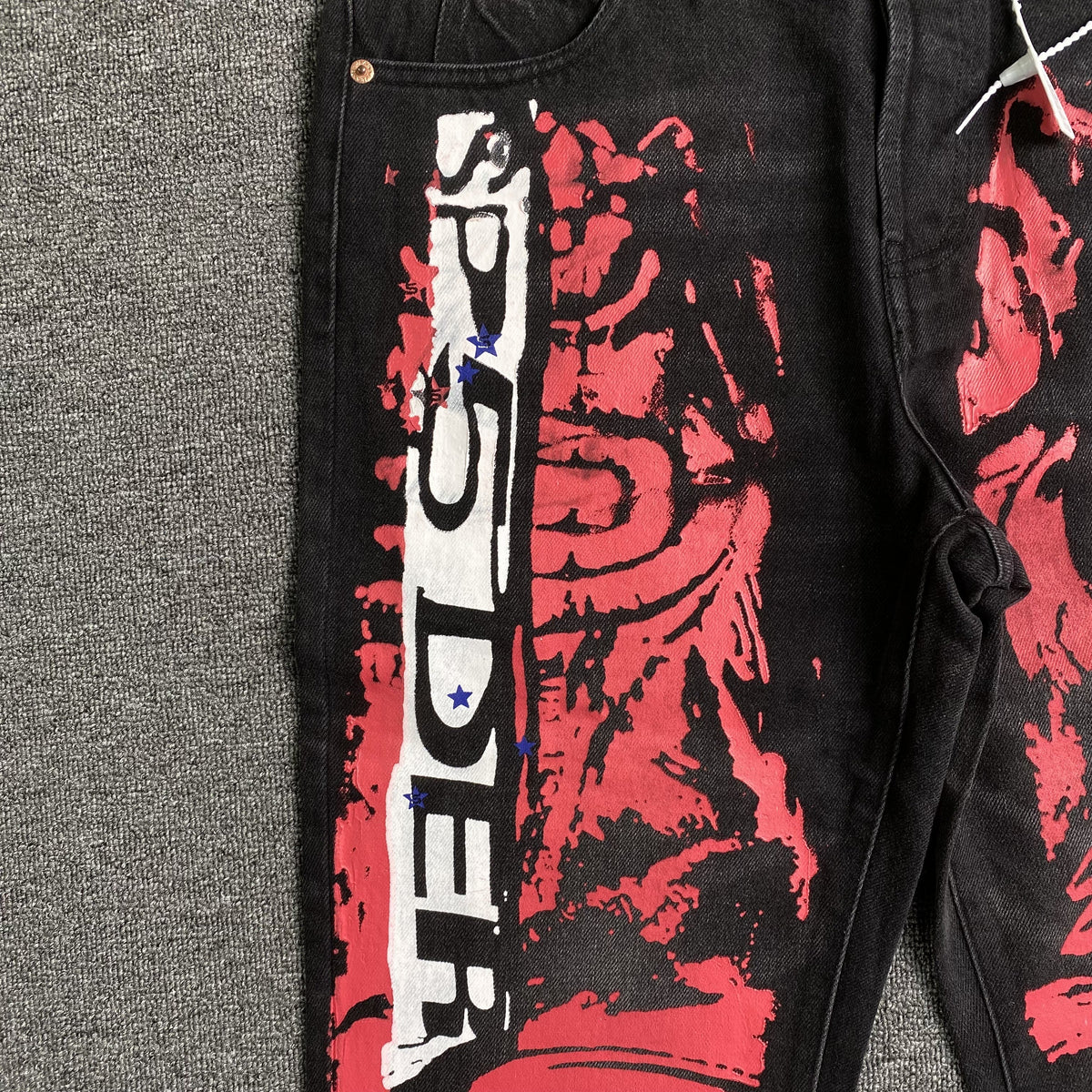 SP5DER PAINTED MOTO DENIM BLACK - logo - replica sneakers