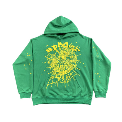 SP5DER Star Og Web V2 Hoodie Slime - Green Unisex Streetwear Limited Edition - The SP5DER STAR OG WEB V2 HOODIE SLIME GREEN - REPLICA is a bold statement