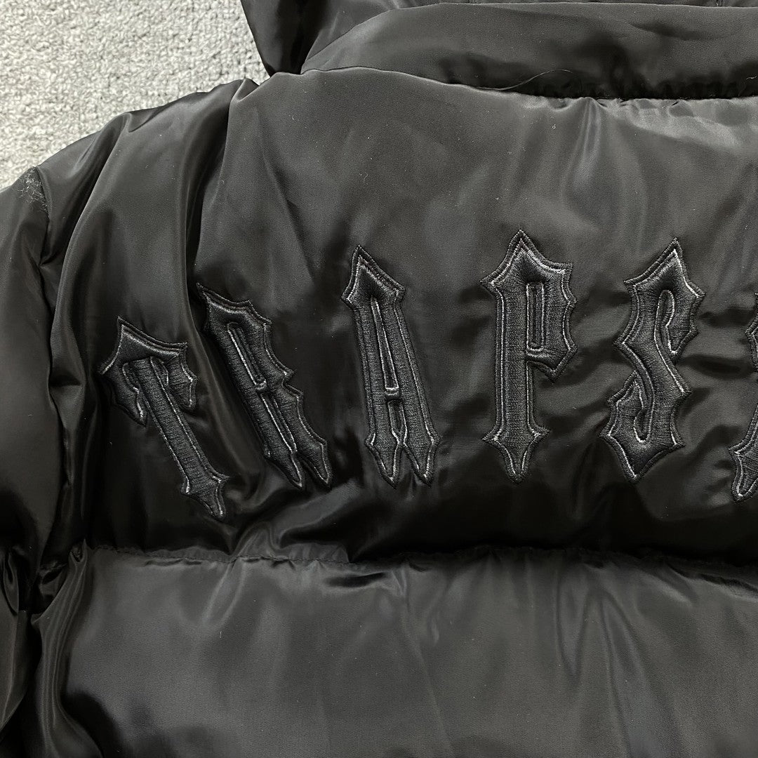 TRAPSTAR IRONGATE DETACHABLE HOODED PUFFER JACKET BLACK - logo - replica sneakers