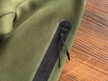 NIKE TECH FLEECE HOODIE x OLIVE GREEN - logo - replica sneakers