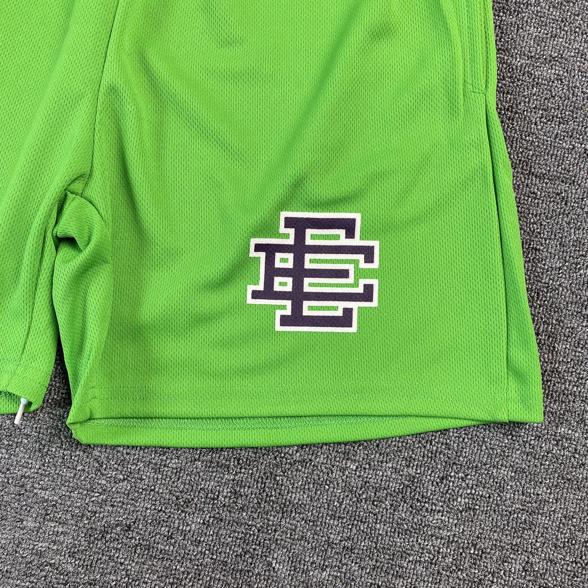 ERIC EMANUEL EE BASIC SHORTS SLIME GREEN/BLACK - close up - replica sneakers