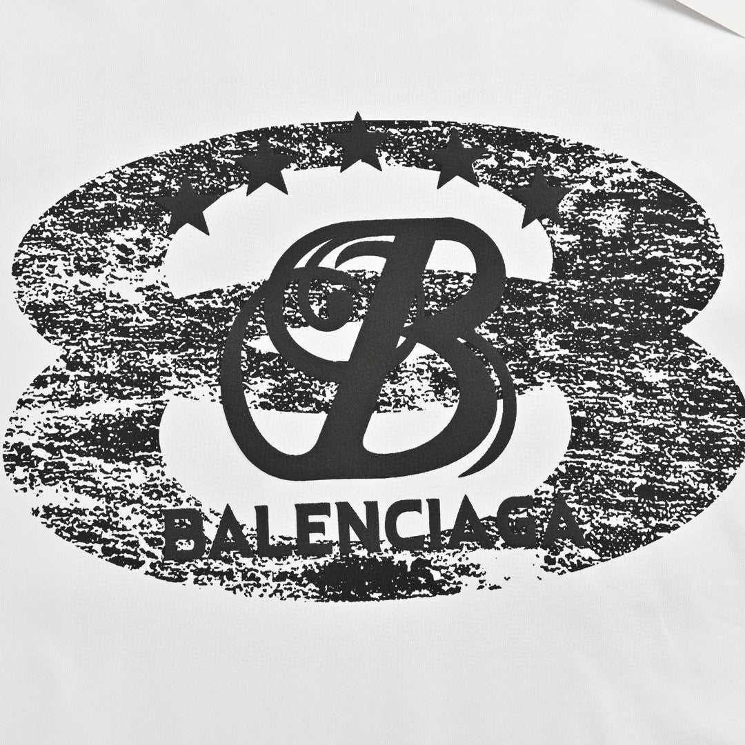 Balenciaga T-Shirt - Distressed Logo - close up - replica sneakers