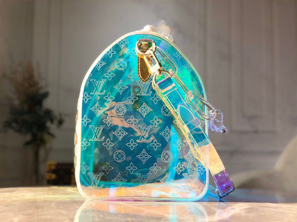 LOUIS VUITTON MONOGRAM 50 PRISM HOLOGRAPHIC TRAVEL BAG - back view - replica sneakers