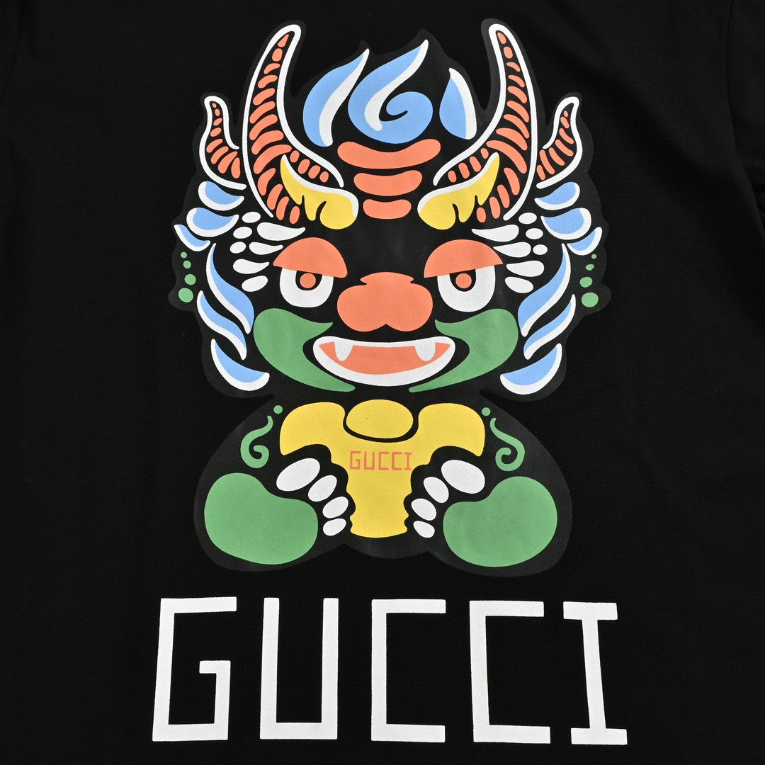 Gucci Dragon Graphic T-shirt Black - detail - replica sneakers
