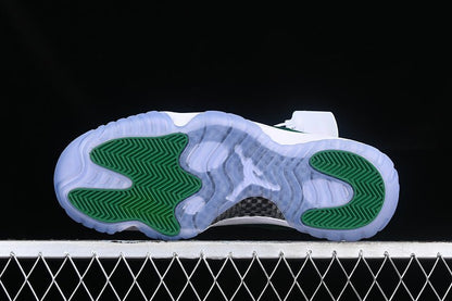 AIR Jordan 11 Retro - Green Sneakers - White Unisex Streetwear Limited Edition - Step into classic style with the Air Jordan 11 Retro White/Green sneakers. A timeless silhouette