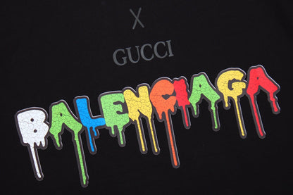 GUCCI x BALENCIAGA DRIP LOGO T-SHIRT BLACK - detail - replica sneakers