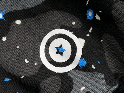 BAPE SPACE CAMO DOUBLE SHARK FULL ZIP HOODIE BLACK - logo - replica sneakers