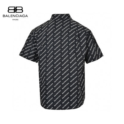 Balenciaga All-over Logo Print Shirt (black) Unisex Streetwear Limited Edition - This black Balenciaga shirt features a striking all-over logo print, offering a bold and modern