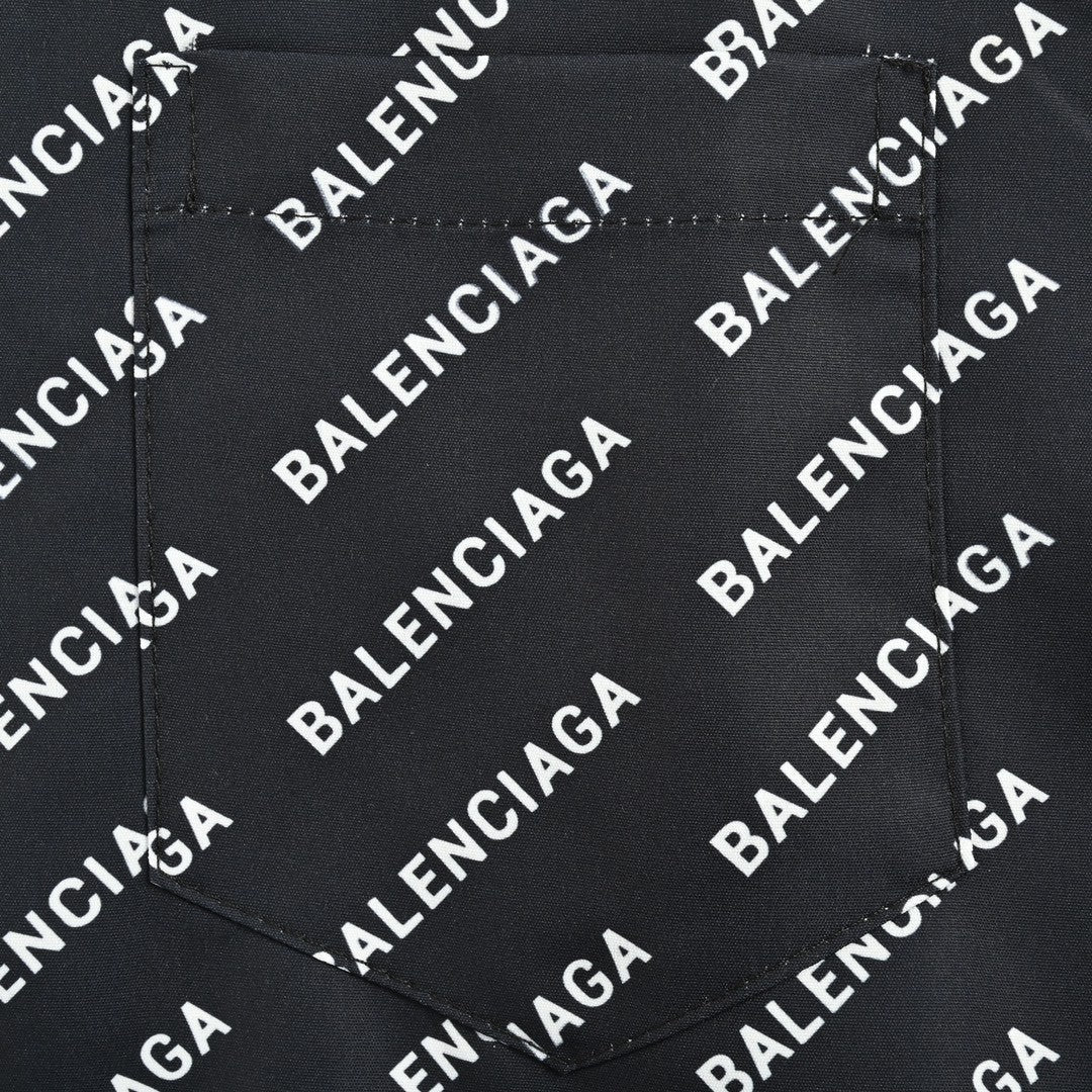Balenciaga All-Over Logo Print Shirt (Black) - back view - replica sneakers