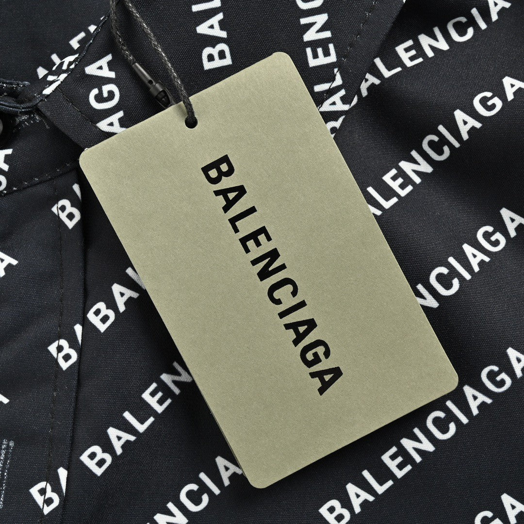 Balenciaga All-Over Logo Print Shirt (Black) - outsole - replica sneakers