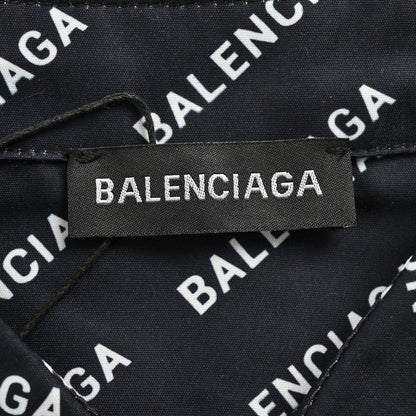 Balenciaga All-Over Logo Print Shirt (Black) - close up - replica sneakers