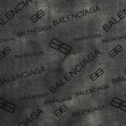 Balenciaga All-Over Logo Print T-Shirt (Black) - detail - replica sneakers