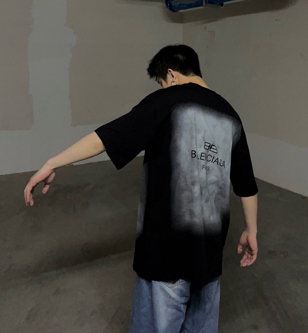 Balenciaga All-Over Logo Print T-Shirt (Black) - logo - replica sneakers