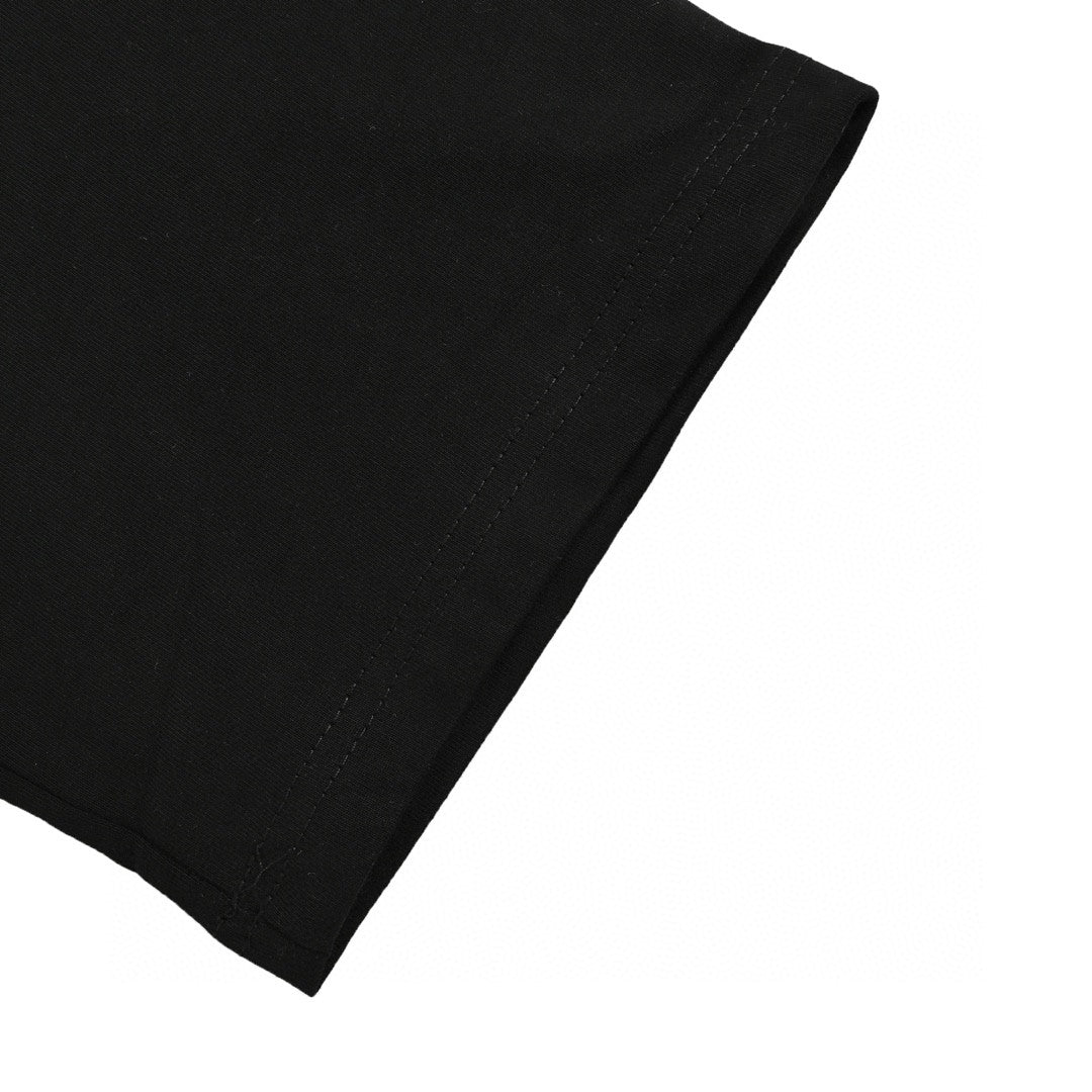 Balenciaga All-Over Logo Print T-Shirt (Black) - close up - replica sneakers