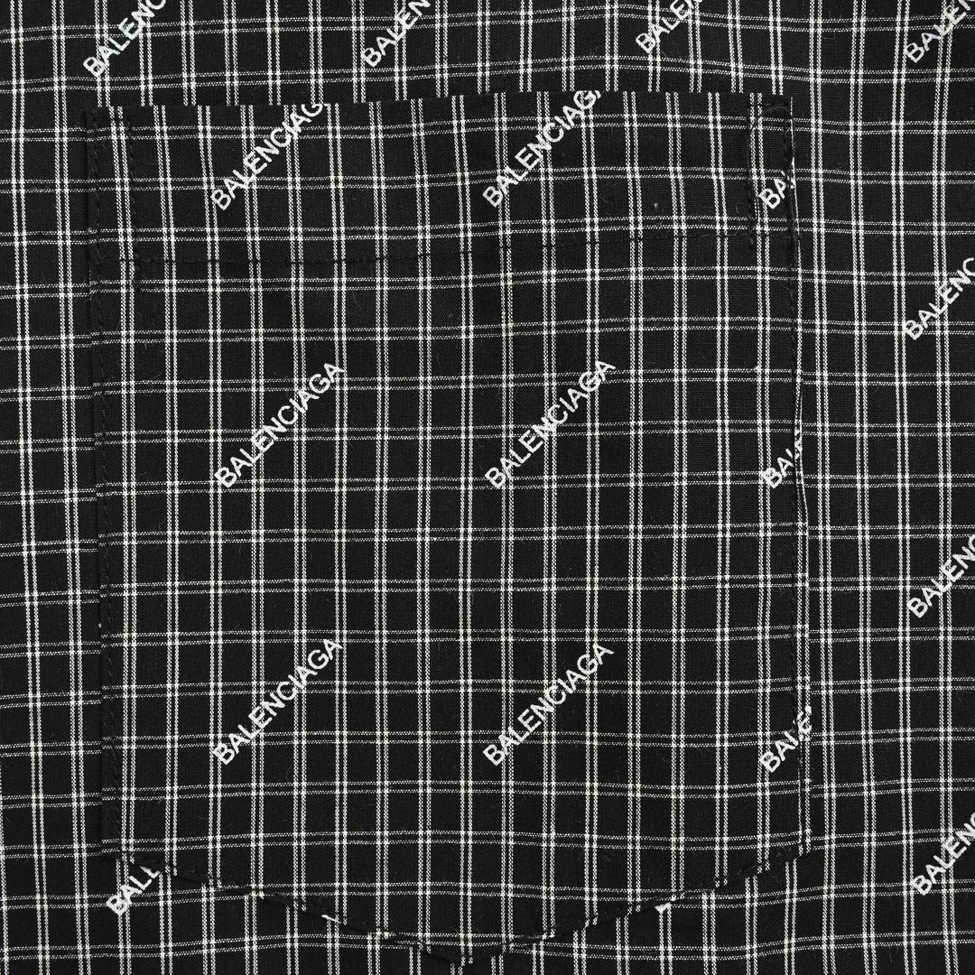 Balenciaga Allover Logo Check Shirt - detail - replica sneakers