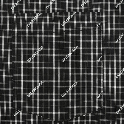 Balenciaga Allover Logo Check Shirt - detail - replica sneakers