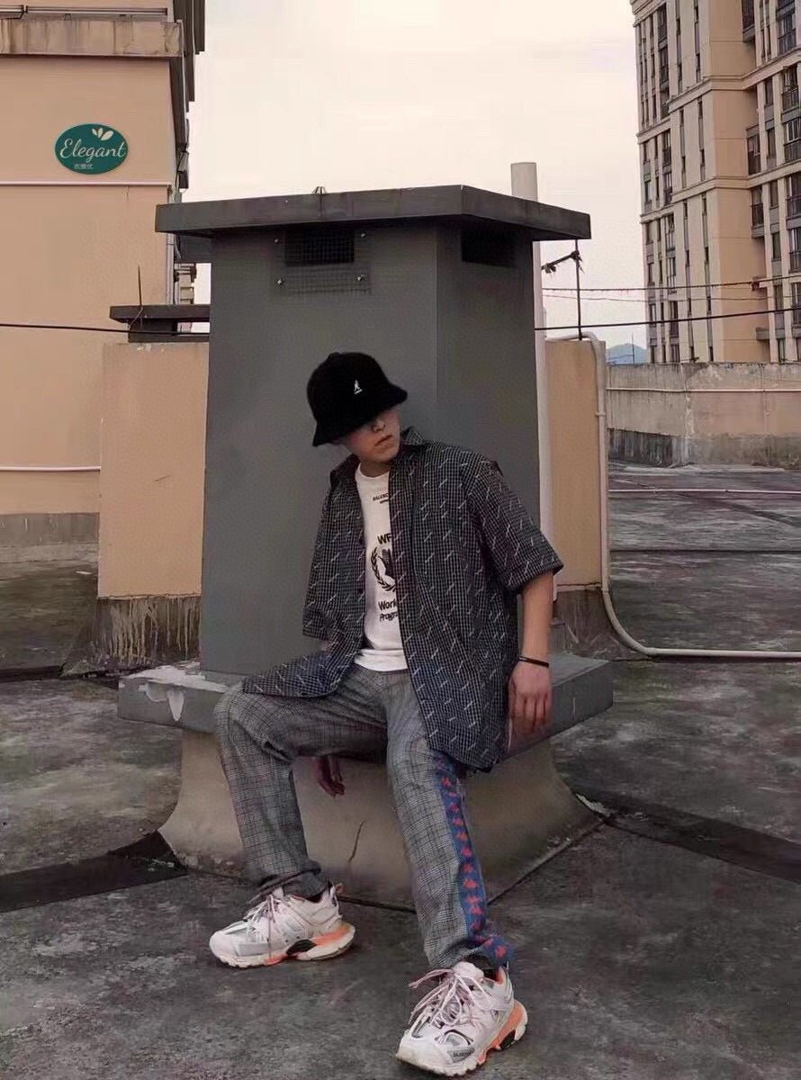 Balenciaga Allover Logo Check Shirt - logo - replica sneakers