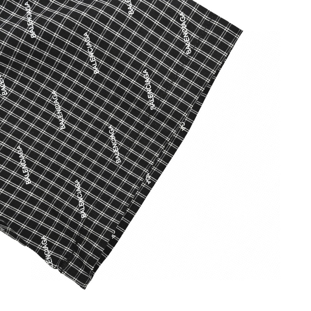 Balenciaga Allover Logo Check Shirt - close up - replica sneakers