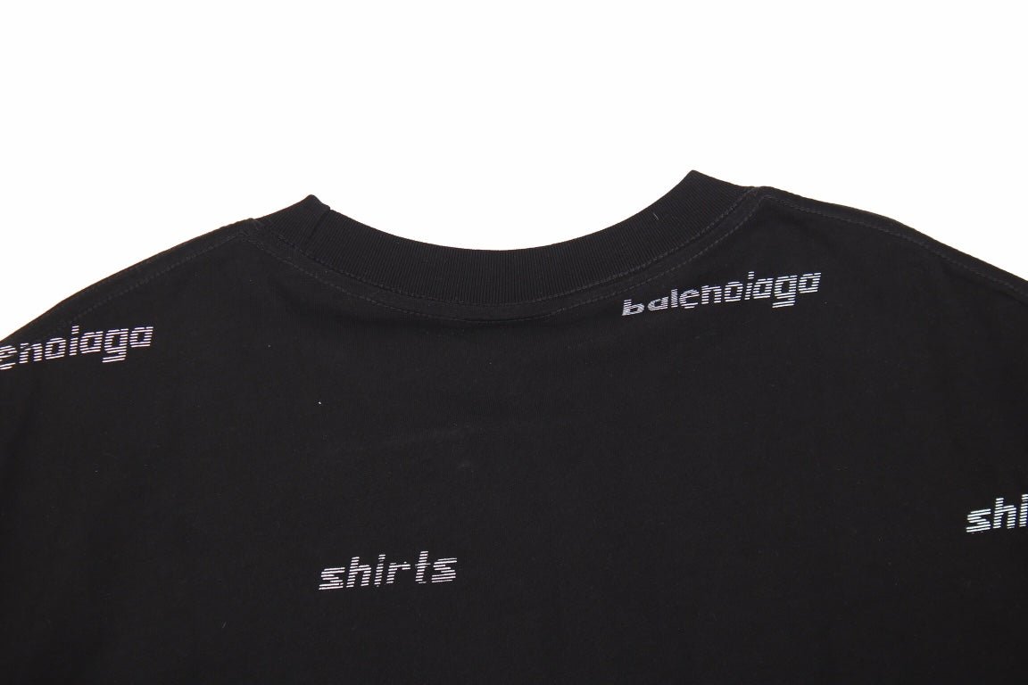 Balenciaga Allover Logo Print T-Shirt - detail - replica sneakers