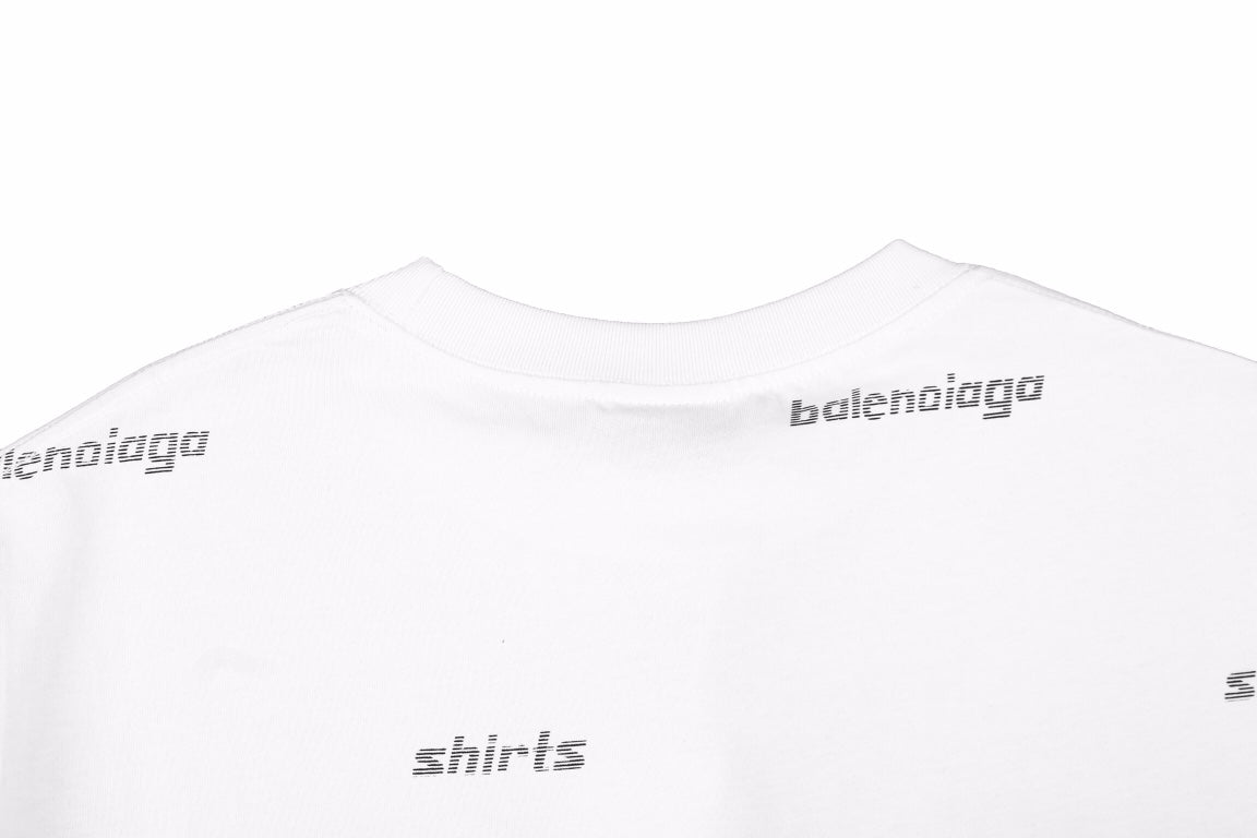 Balenciaga Allover Logo Print T-Shirt - White - detail - replica sneakers