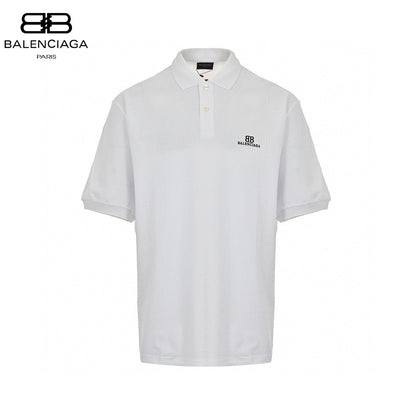 Balenciaga Bb Logo Polo Shirt - White Unisex Streetwear Limited Edition - This Balenciaga polo shirt features a classic design with the 'BB' logo and 'Balenciaga' branding