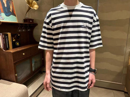 Balenciaga Black and White Striped T-Shirt - back view - replica sneakers