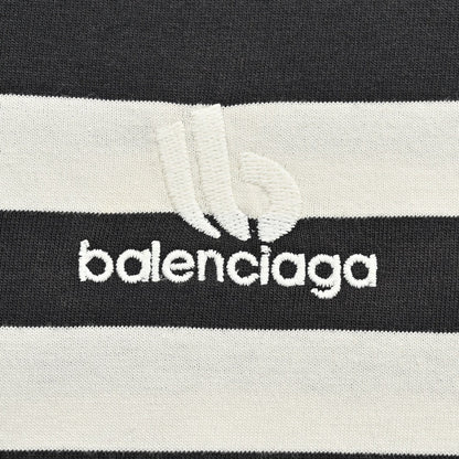 Balenciaga Black and White Striped T-Shirt - logo - replica sneakers